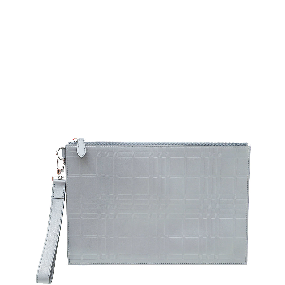 Burberry Dark Ash Gray Embossed Check Edin Pouch