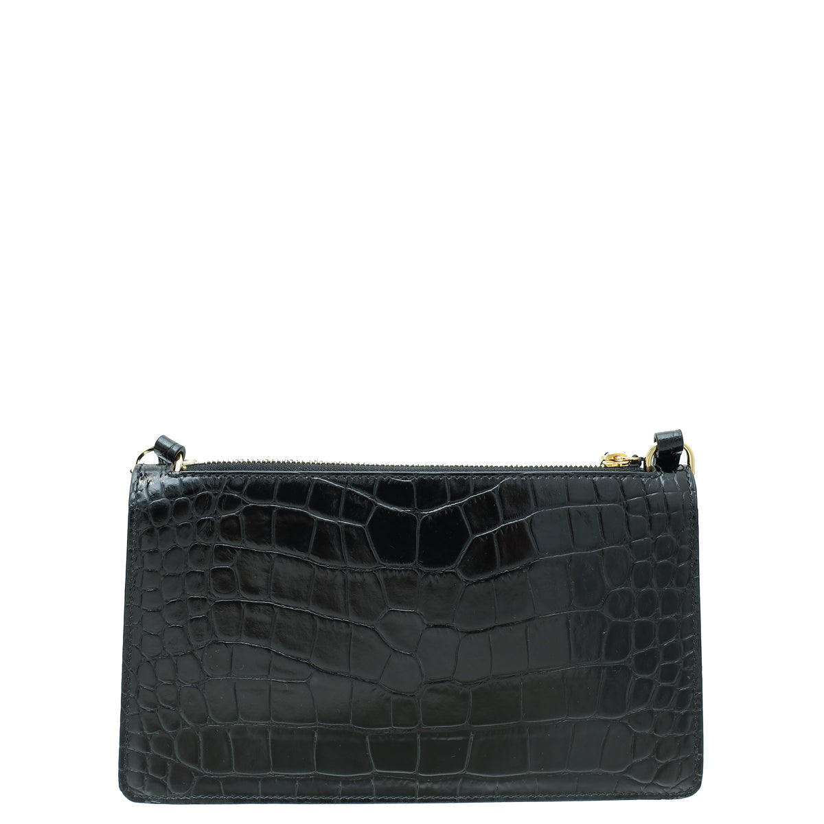 Burberry Black Croc Embossed TB Shoulder Bag