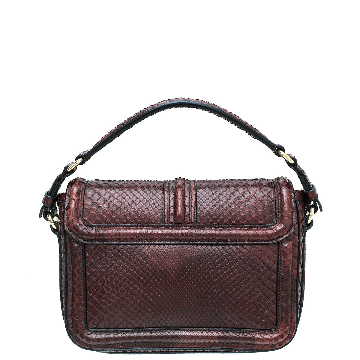 Burberry Reddish Brown Python Suede Brickfield Flap Bag