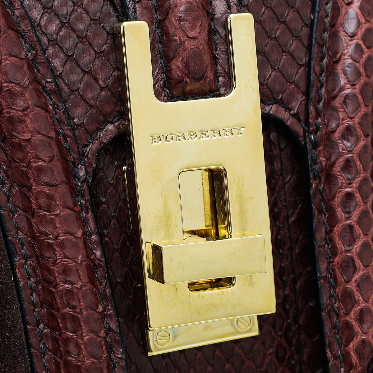 Burberry Reddish Brown Python Suede Brickfield Flap Bag