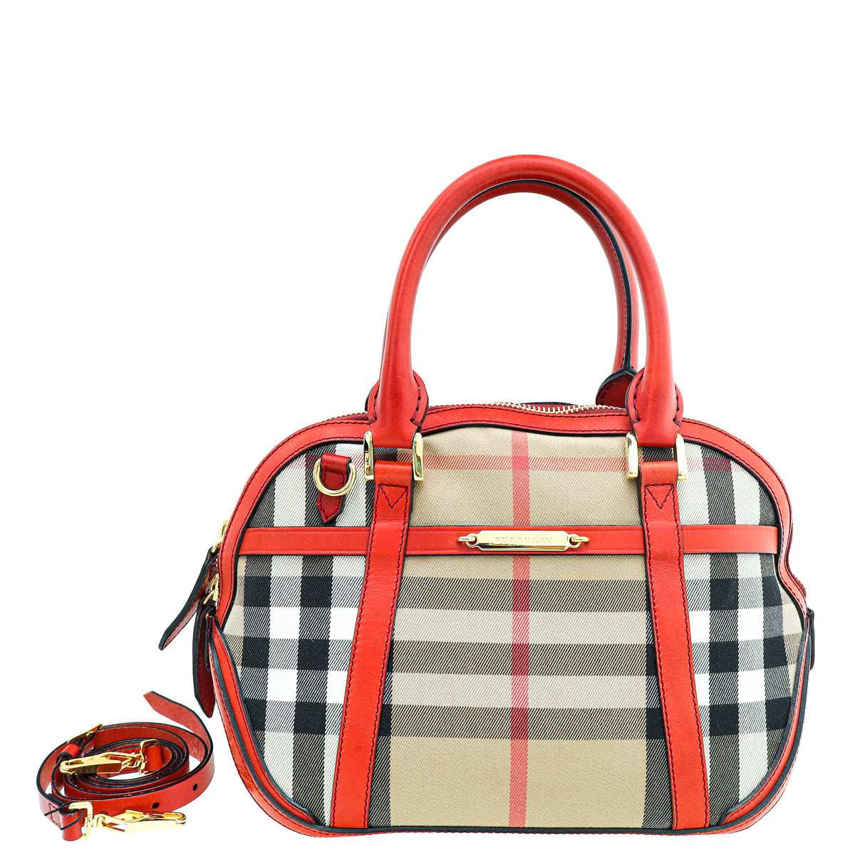 Burberry Bicolor House Check Orchard Satchel Bag