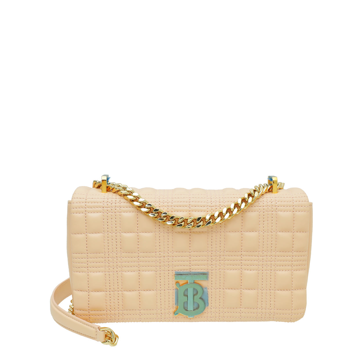 Burberry Peach Pink Quilted Lola Small Chain Bag