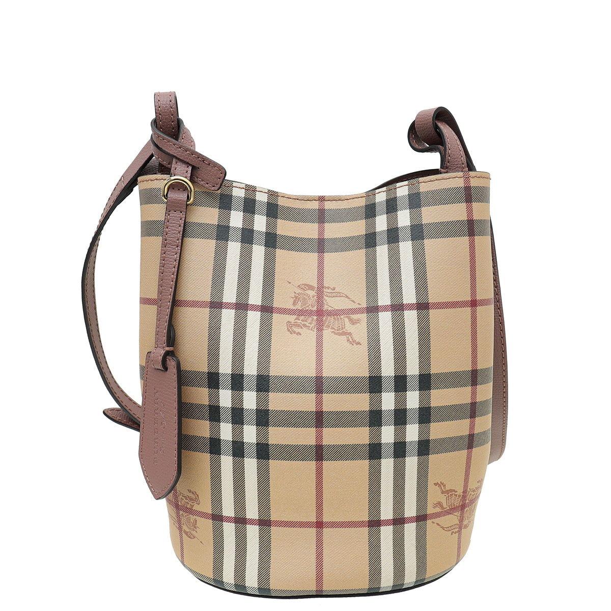 Burberry Bicolor Haymarket Check Lorne Small Bucket Bag