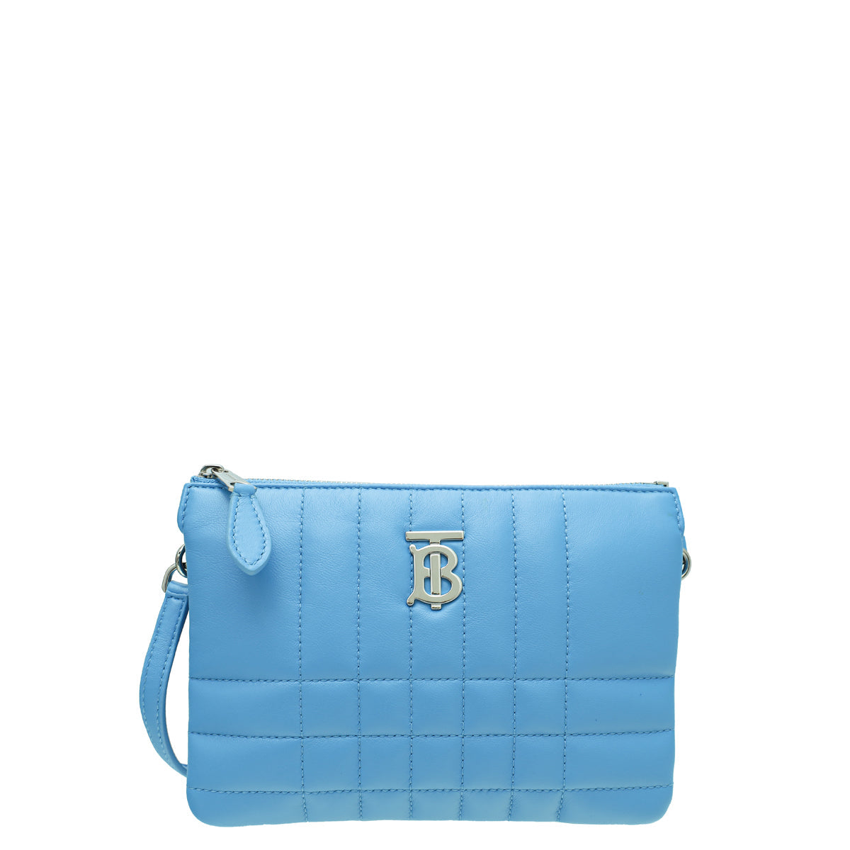 Burberry Blue Lola Quilted Zip Crossbody Double Pouch