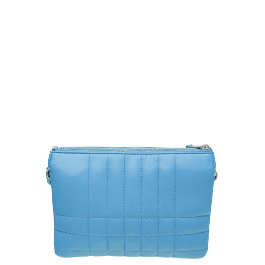 Burberry Blue Lola Quilted Zip Crossbody Double Pouch