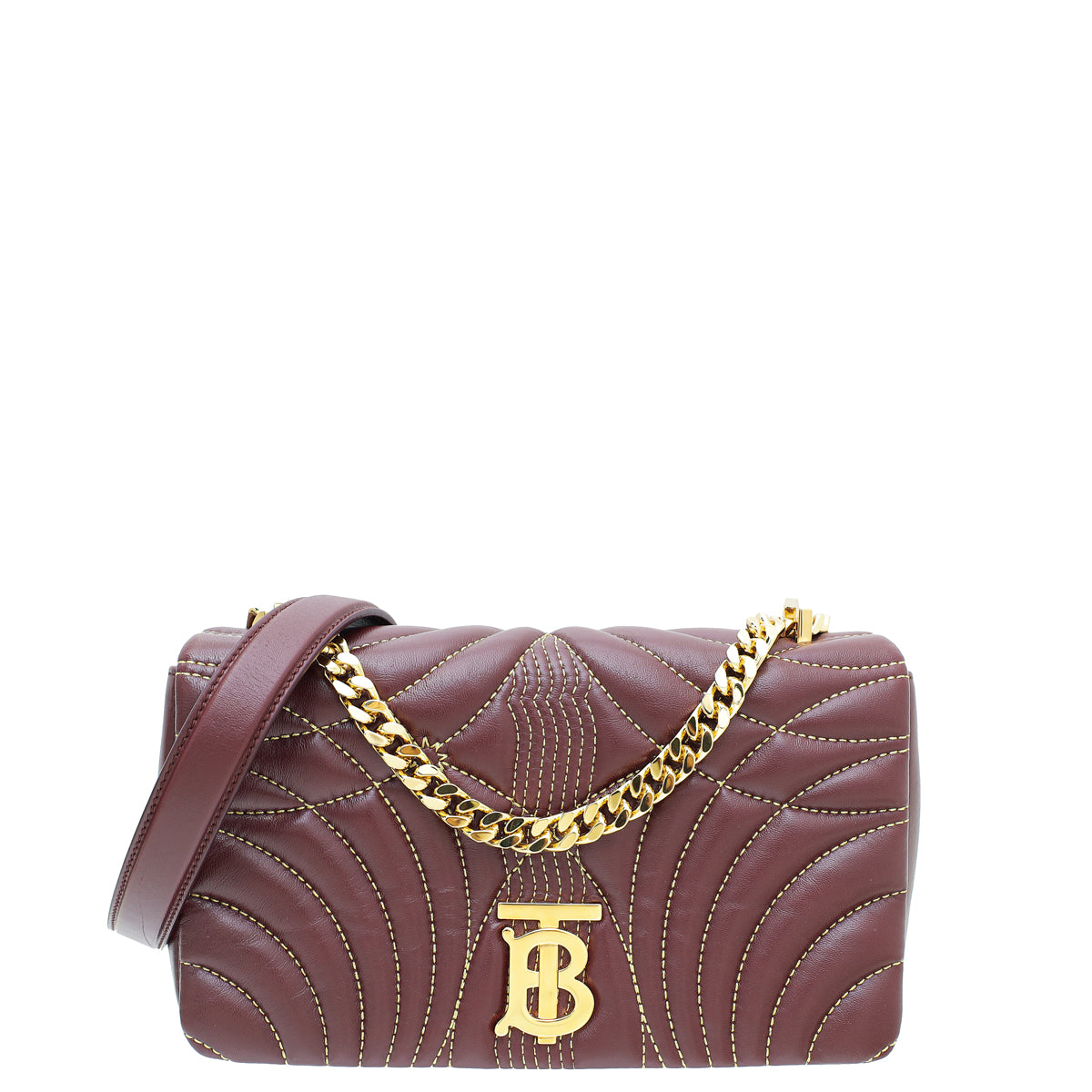 Burberry Dark Maroon Quilted Lola Small Chain Bag