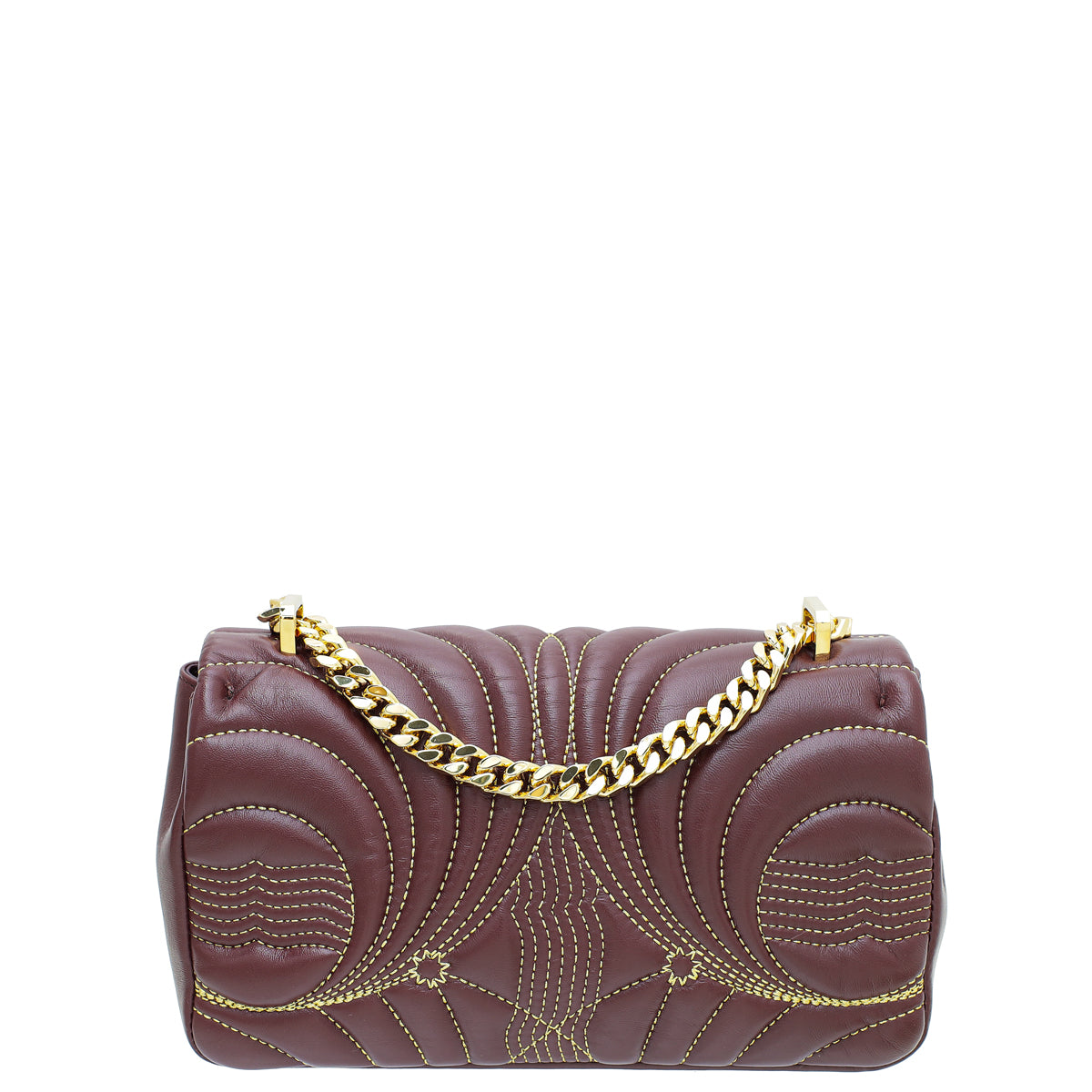 Burberry Dark Maroon Quilted Lola Small Chain Bag