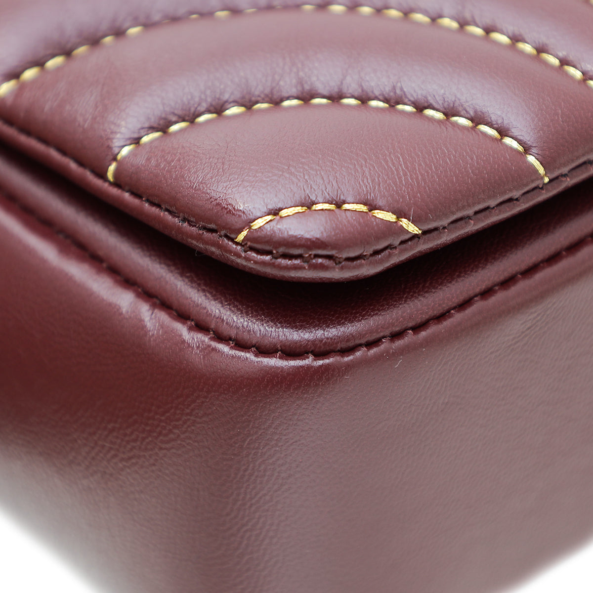 Burberry Dark Maroon Quilted Lola Small Chain Bag