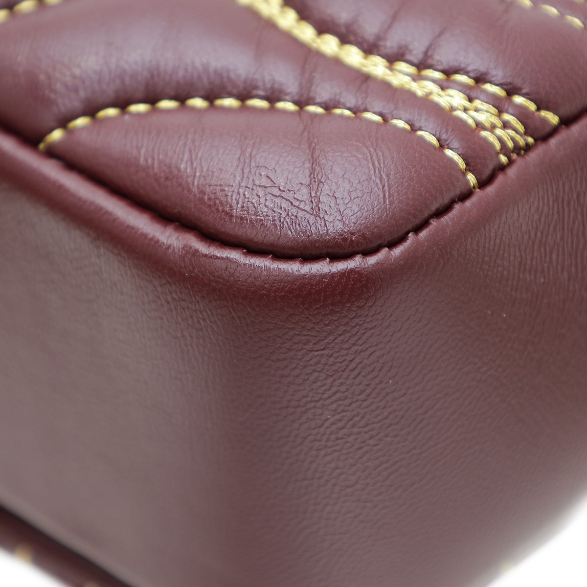 Burberry Dark Maroon Quilted Lola Small Chain Bag