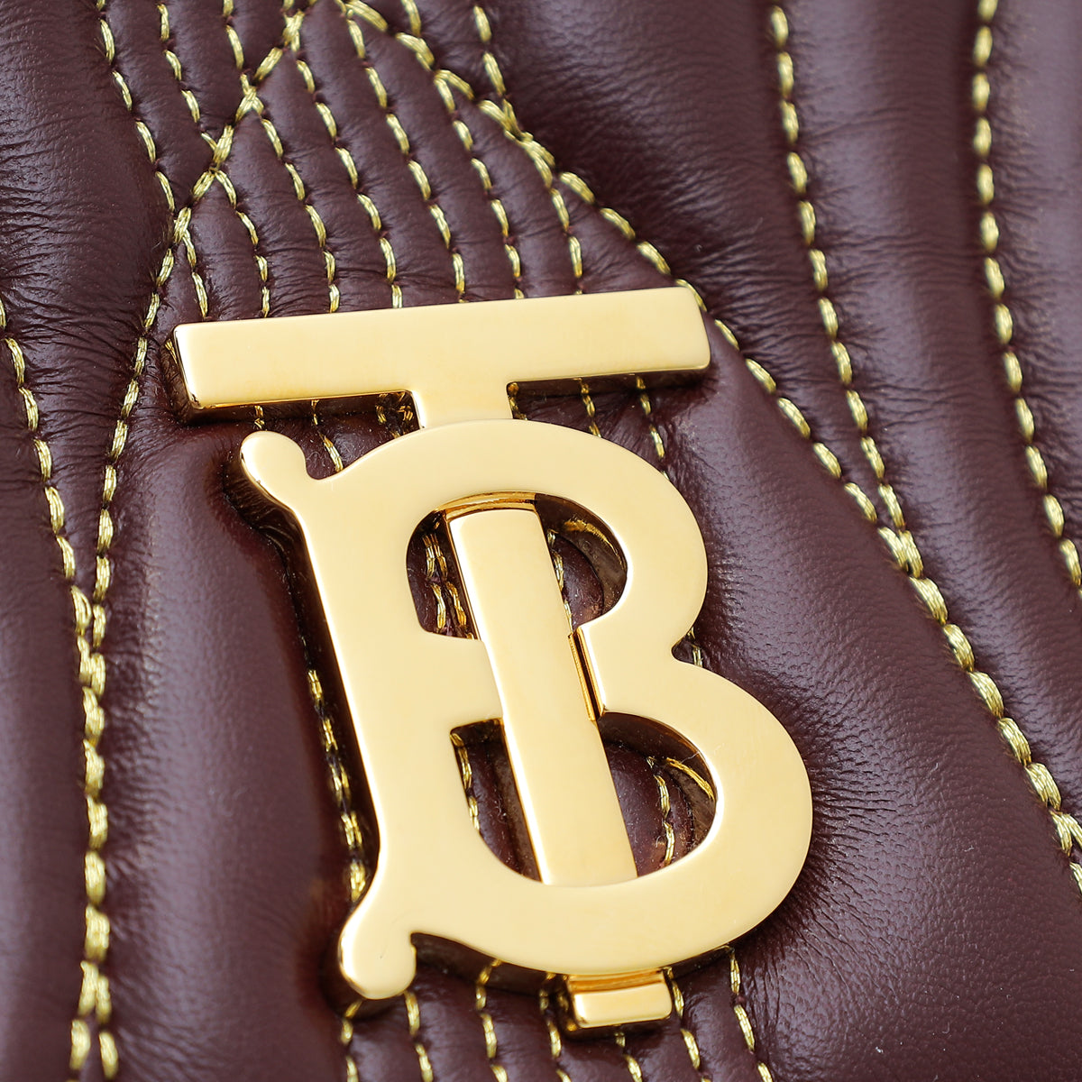 Burberry Dark Maroon Quilted Lola Small Chain Bag