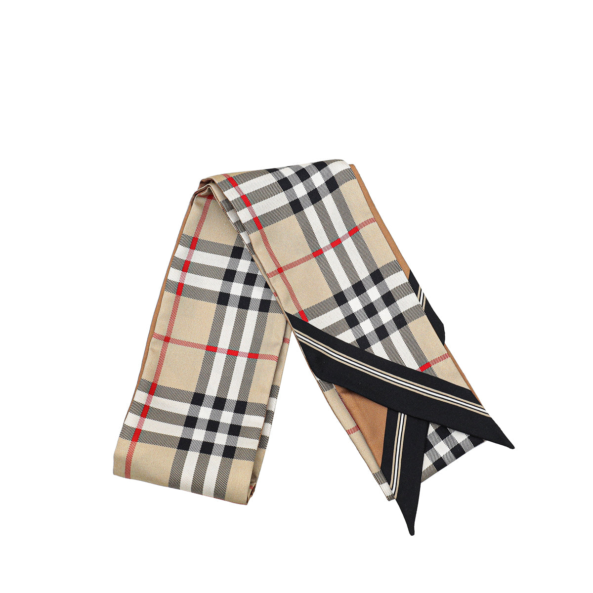 Burberry Tan Vintage Check Skinny Silk Twilly