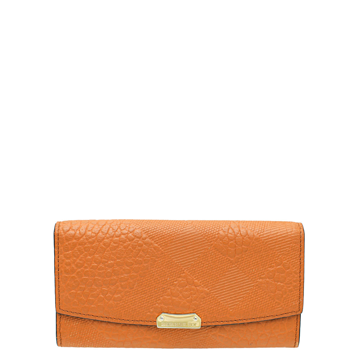 Burberry Orange Embossed Check Continental Wallet