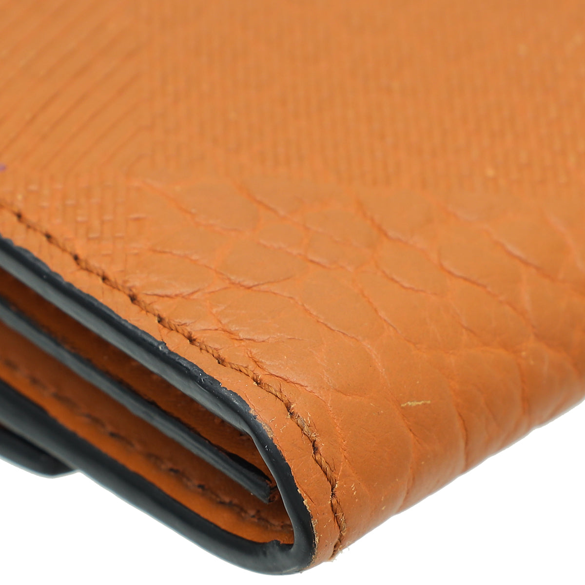 Burberry Orange Embossed Check Continental Wallet