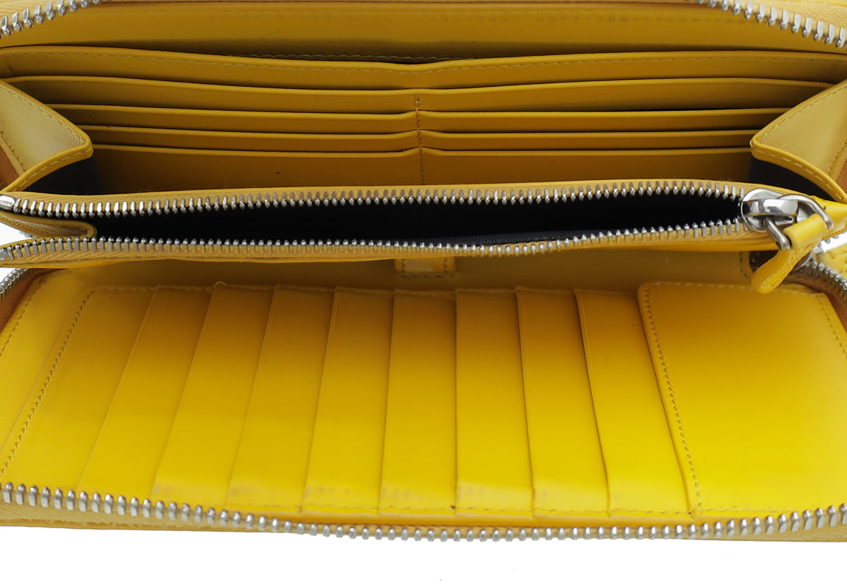 Burberry Yellow Zip Around Organizer Wallet