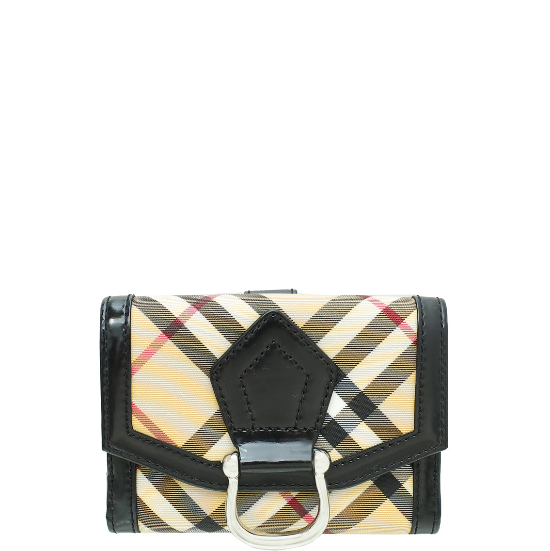 Burberry Bicolor Nova Check Buckle Compact Wallet