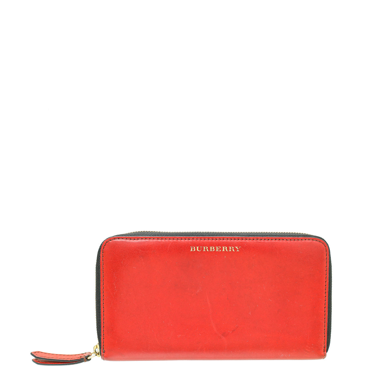 Burberry Red Zip Around Large Wallet