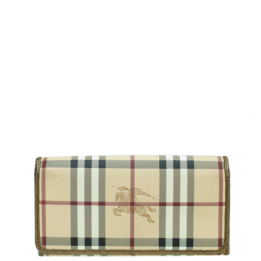 Burberry Bicolor Haymarket Flap Wallet