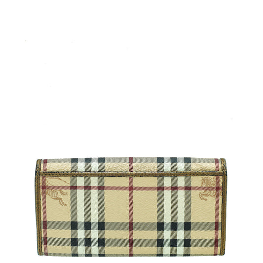 Burberry Bicolor Haymarket Flap Wallet