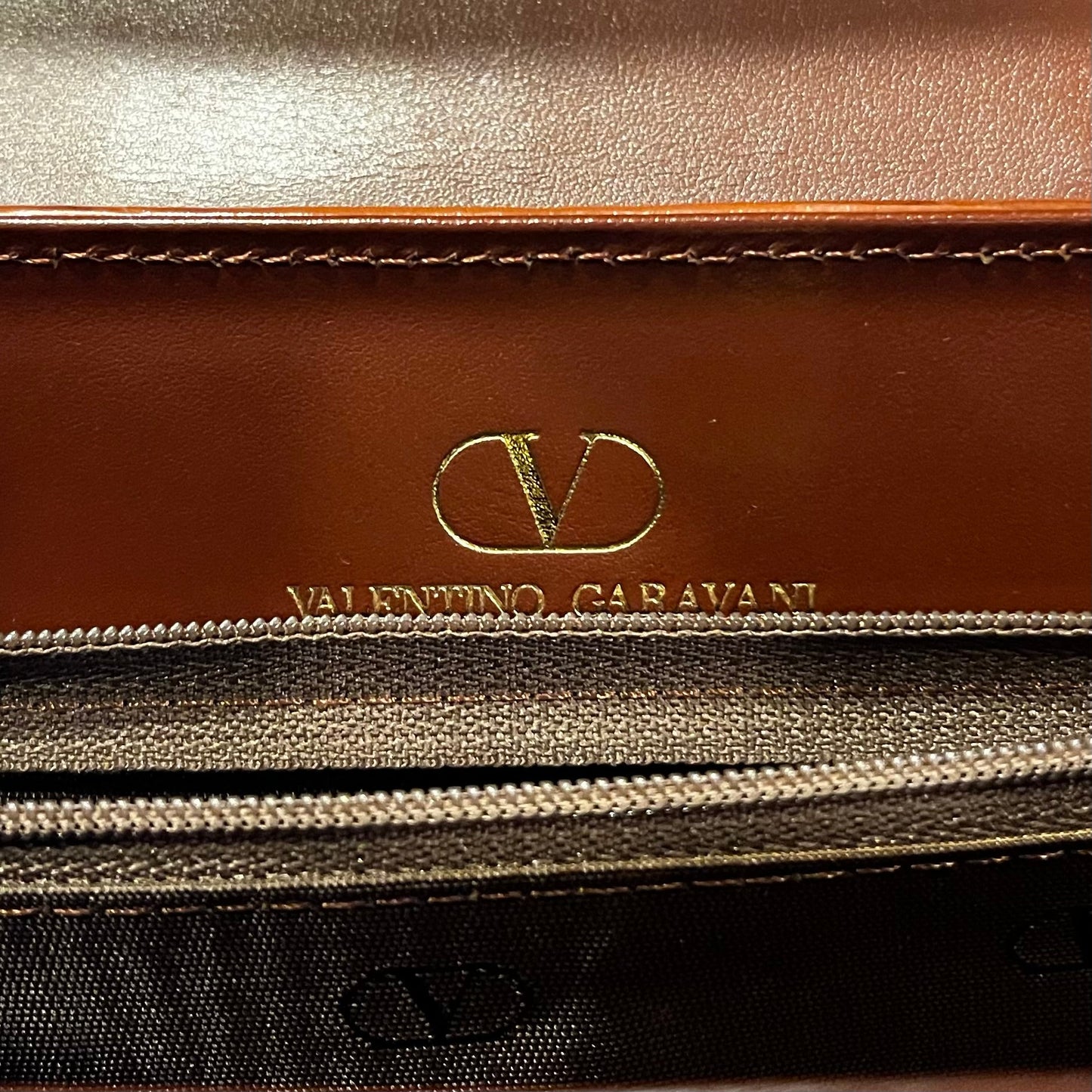 VALENTINO Burnt Orange Leather Charm Satchel Bag TS3783