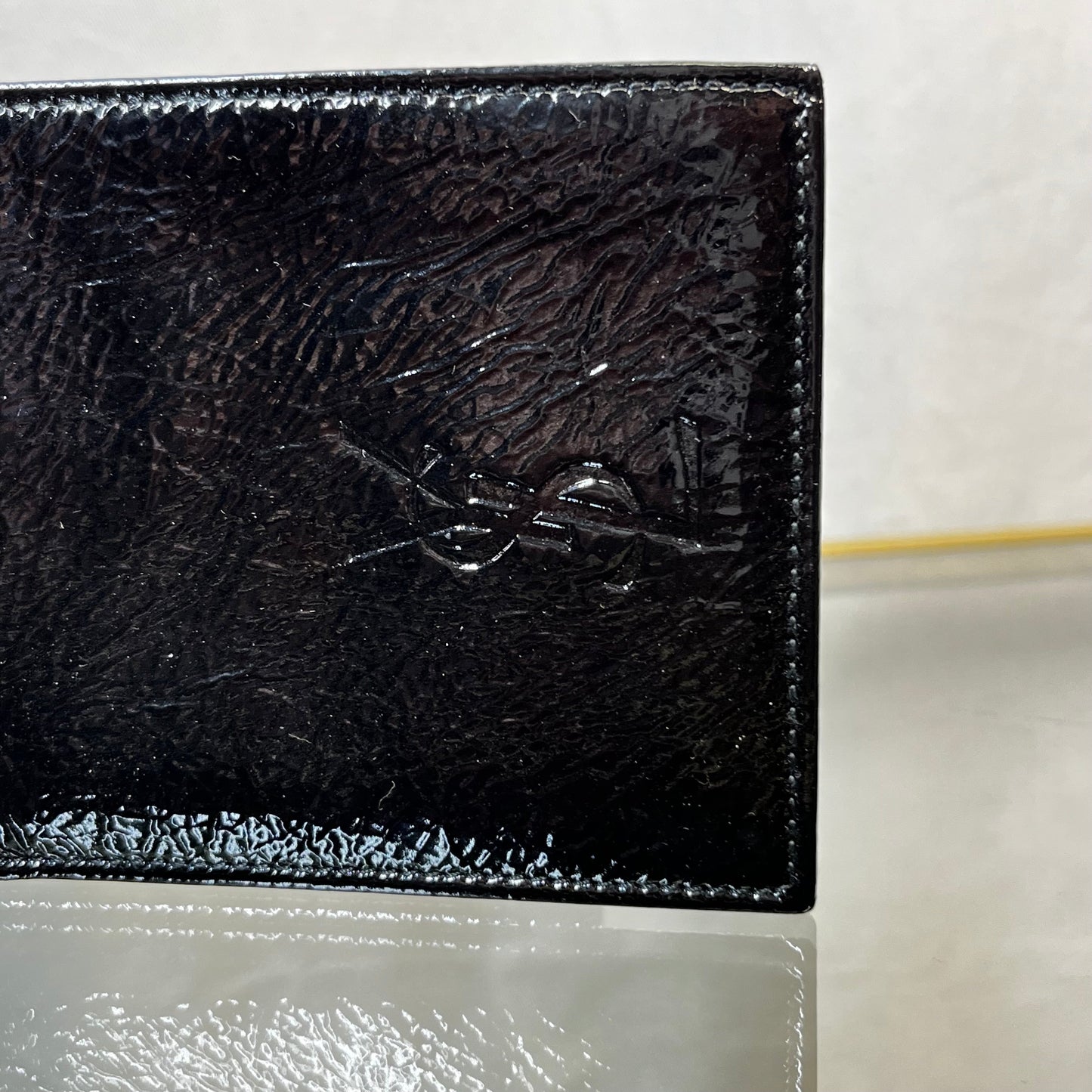 SAINT LAURENT Belle de Jar Black Patent Leather Bifold Wallet