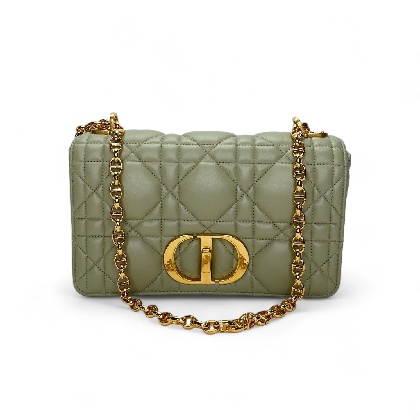 Caro Medium Green Crossbody Bag in Calfskin, Gold hardware