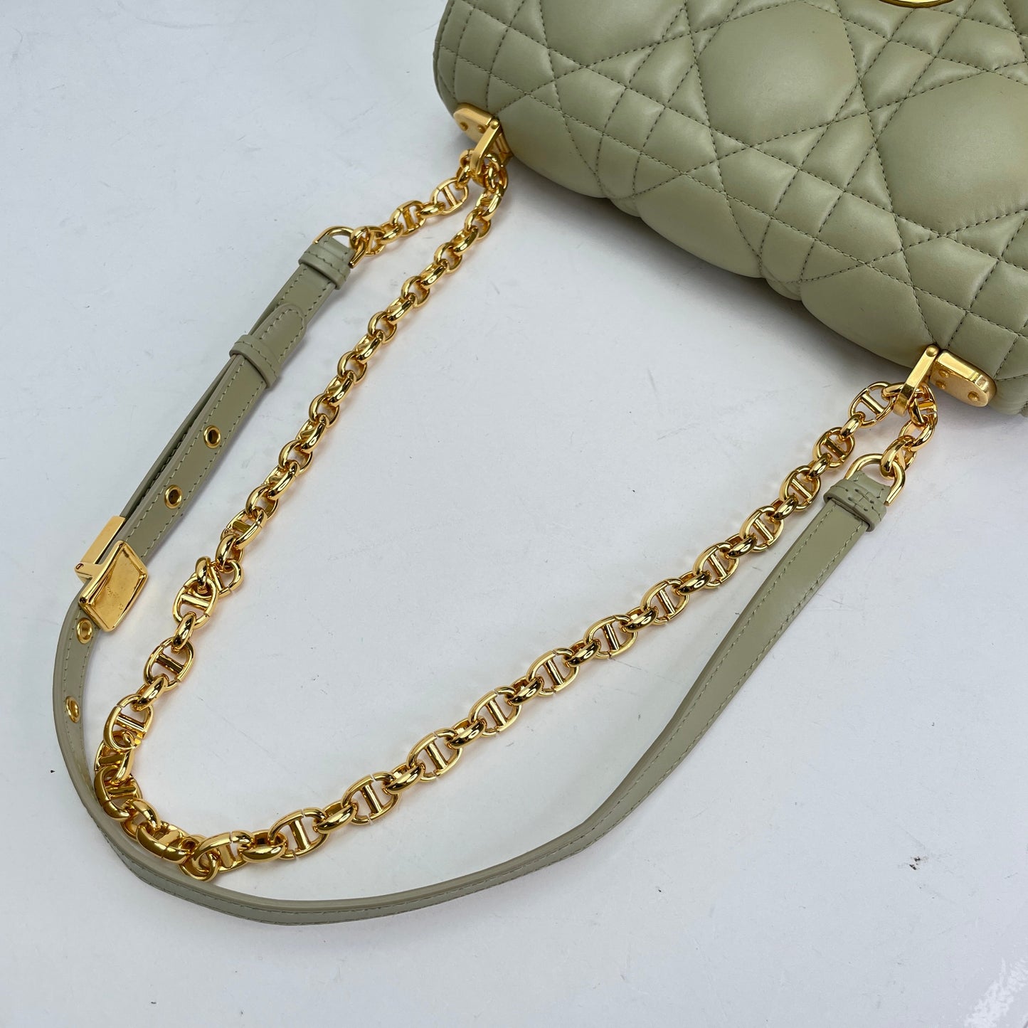 Caro Medium Green Crossbody Bag in Calfskin, Gold hardware