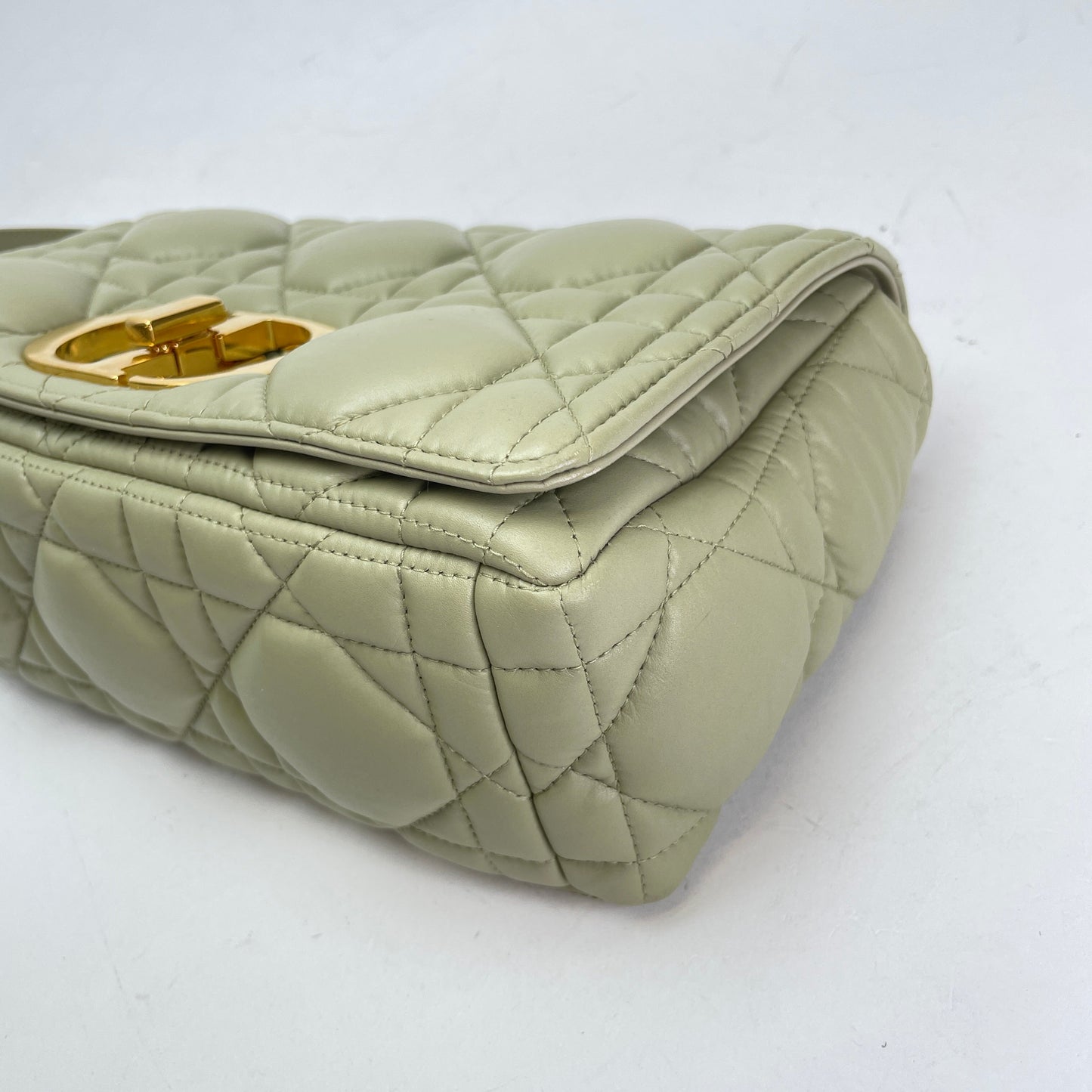 Caro Medium Green Crossbody Bag in Calfskin, Gold hardware