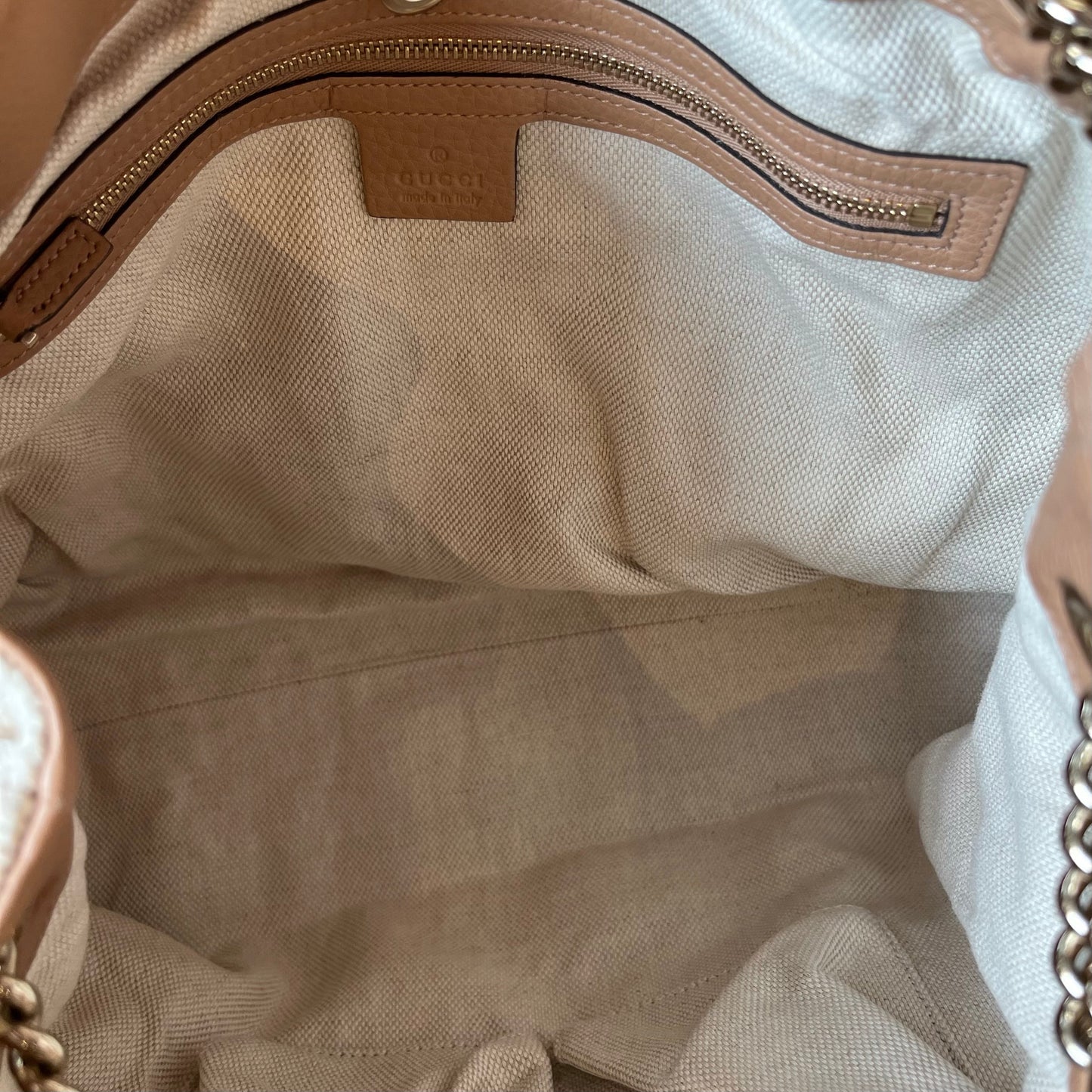 GUCCI Beige Canvas/Leather Soho Chain Tote Bag TS