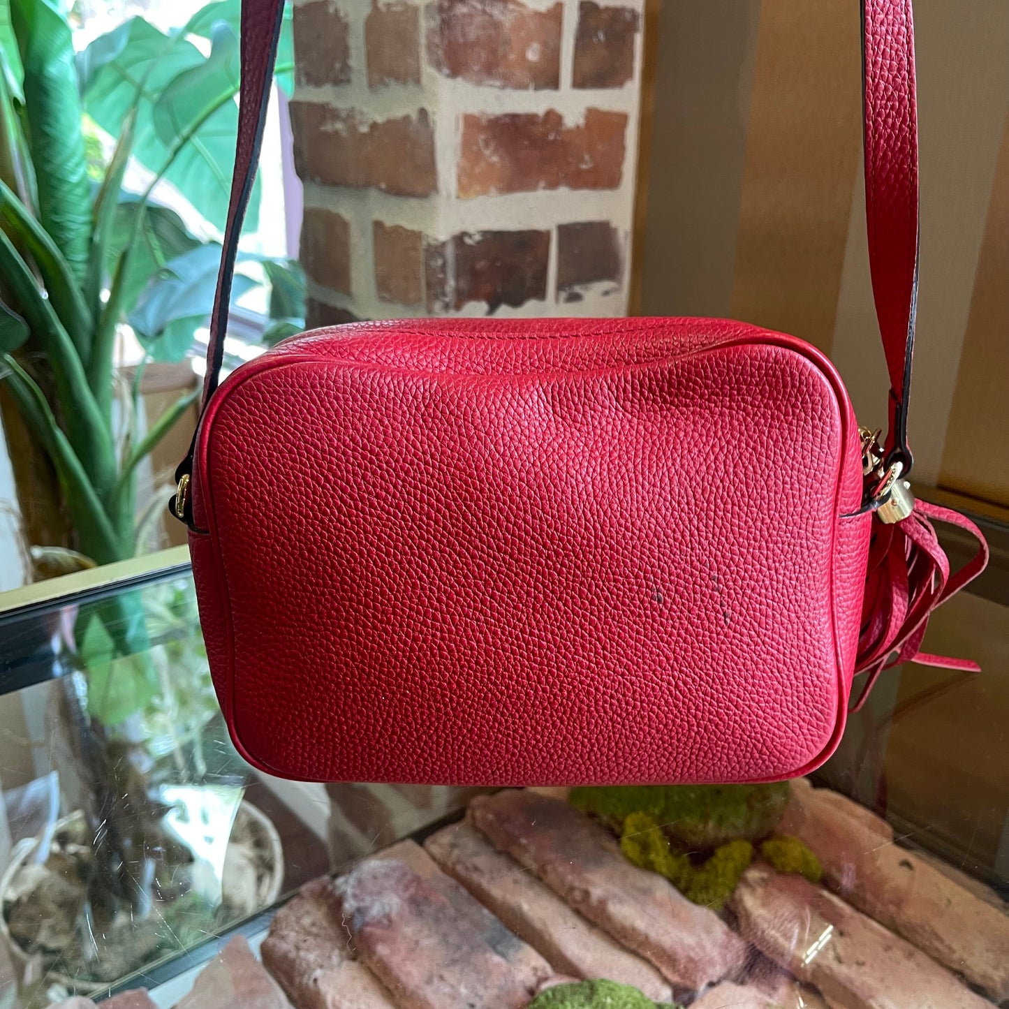 GUCCI Red Leather Soho Crossbody