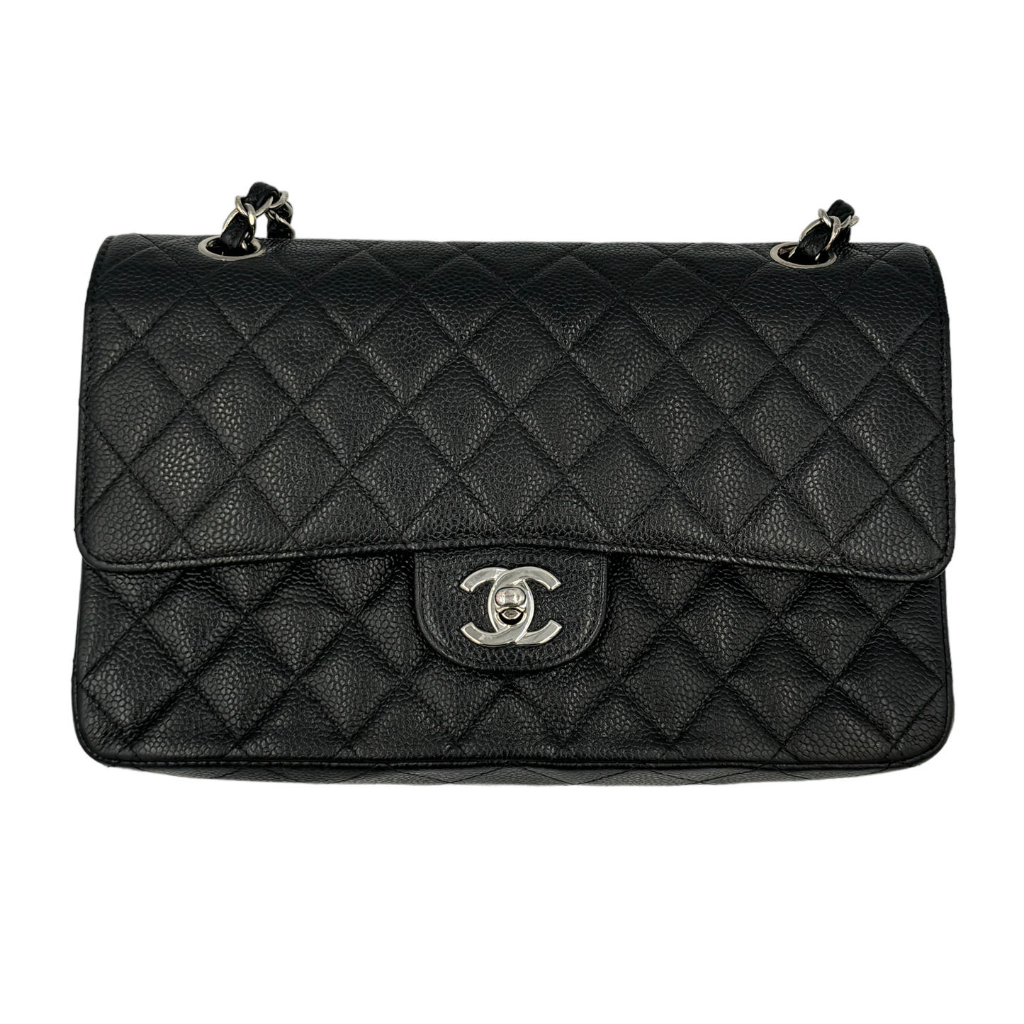 Chanel Classic Double Flap Medium Black Caviar Silver