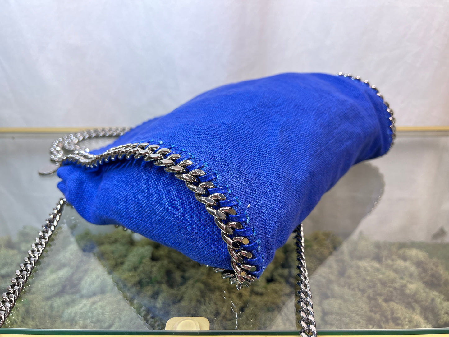 STELLA MCCARTNEY Falabella Mini Blue Canvas Crossbody