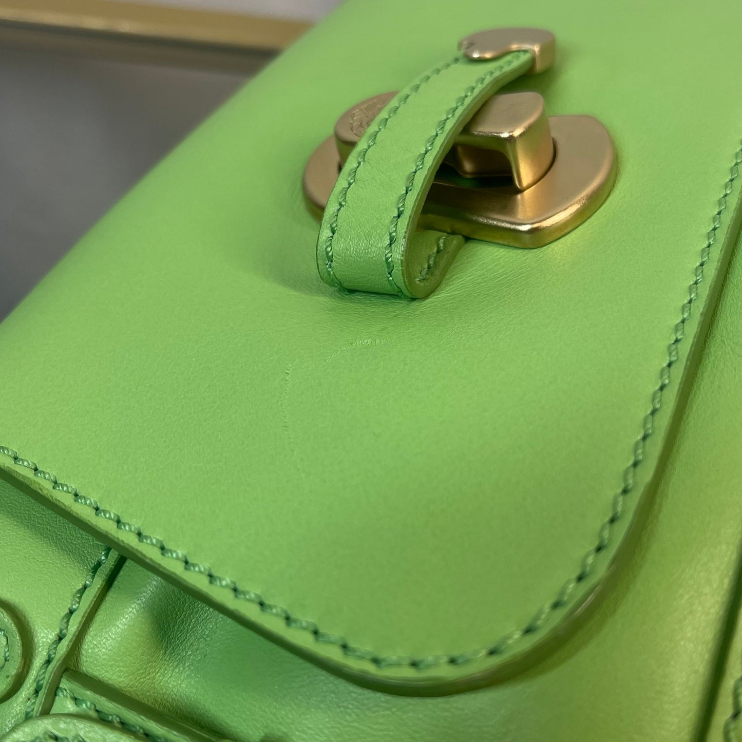 VERSACE Key Hole Medusa Neon Green Shoulder Bag