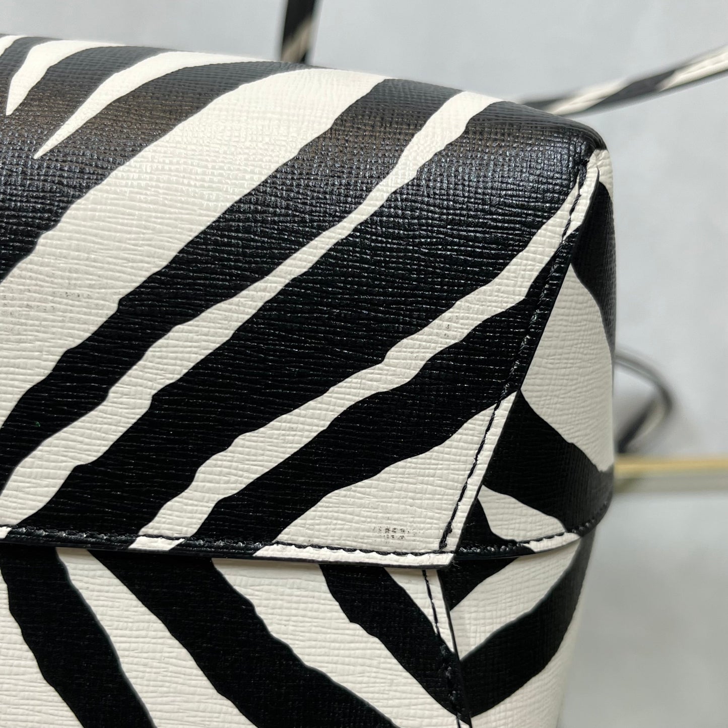 MANSUR GAVRIEL Mini Black White Zebra Print Coated Canvas Bucket Bag