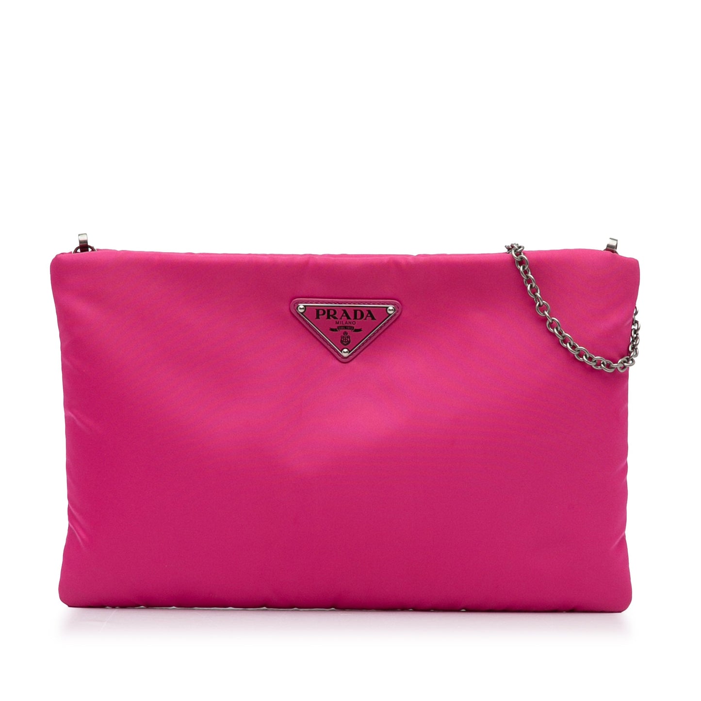 Prada Fluo Clutch on Chain Pink Tessuto