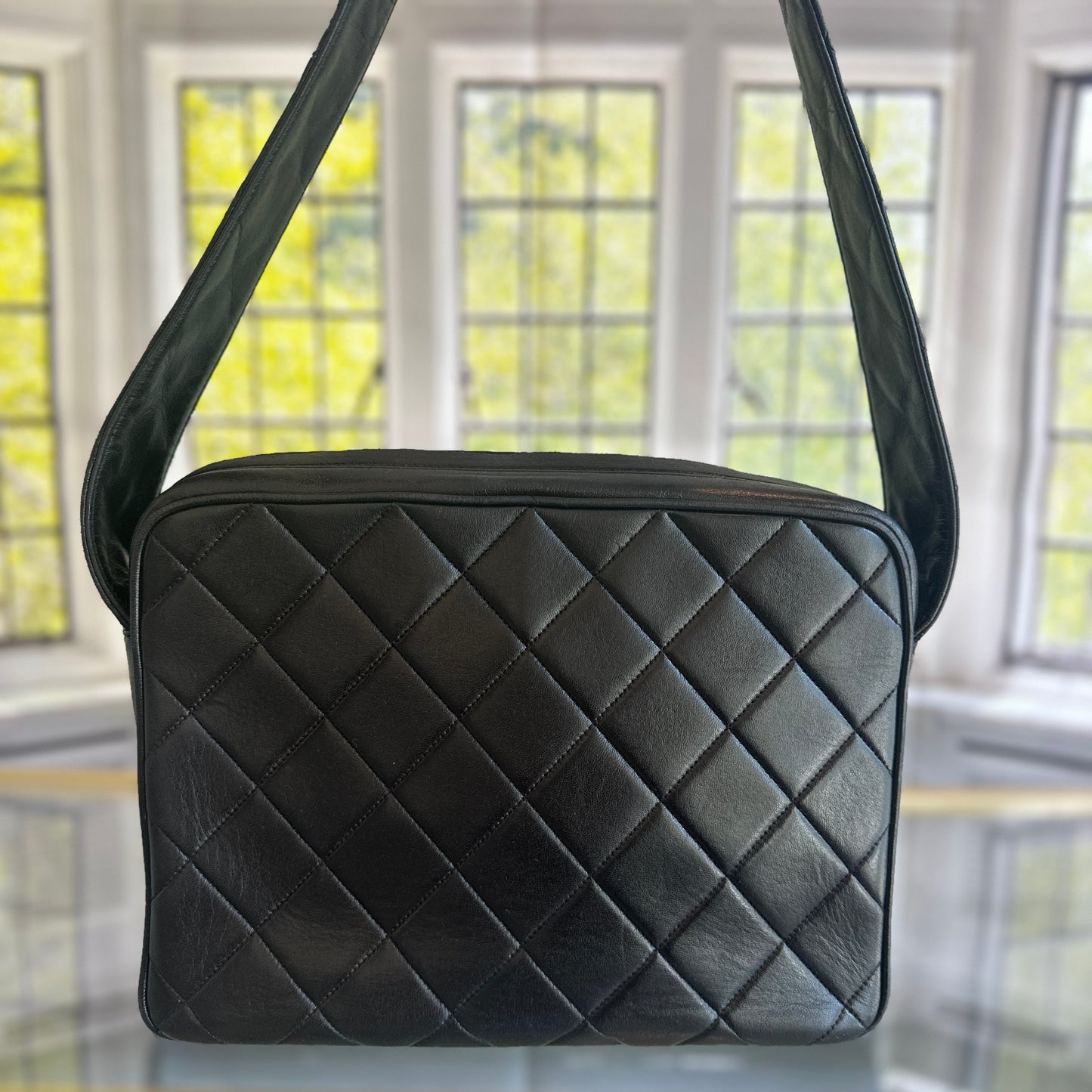 CHANEL Matelasse Shoulder Bag Black Lambskin