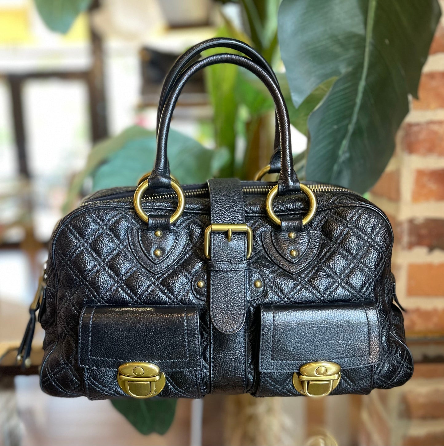 MARC JACOBS Black Quilted Venetia Satchel