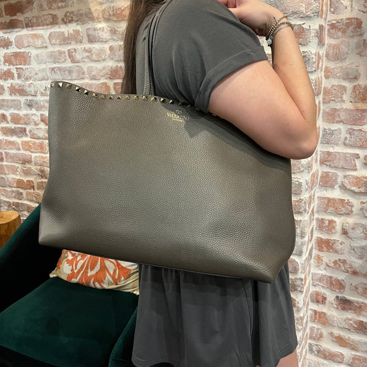 Valentino Gray Rockstud Tote