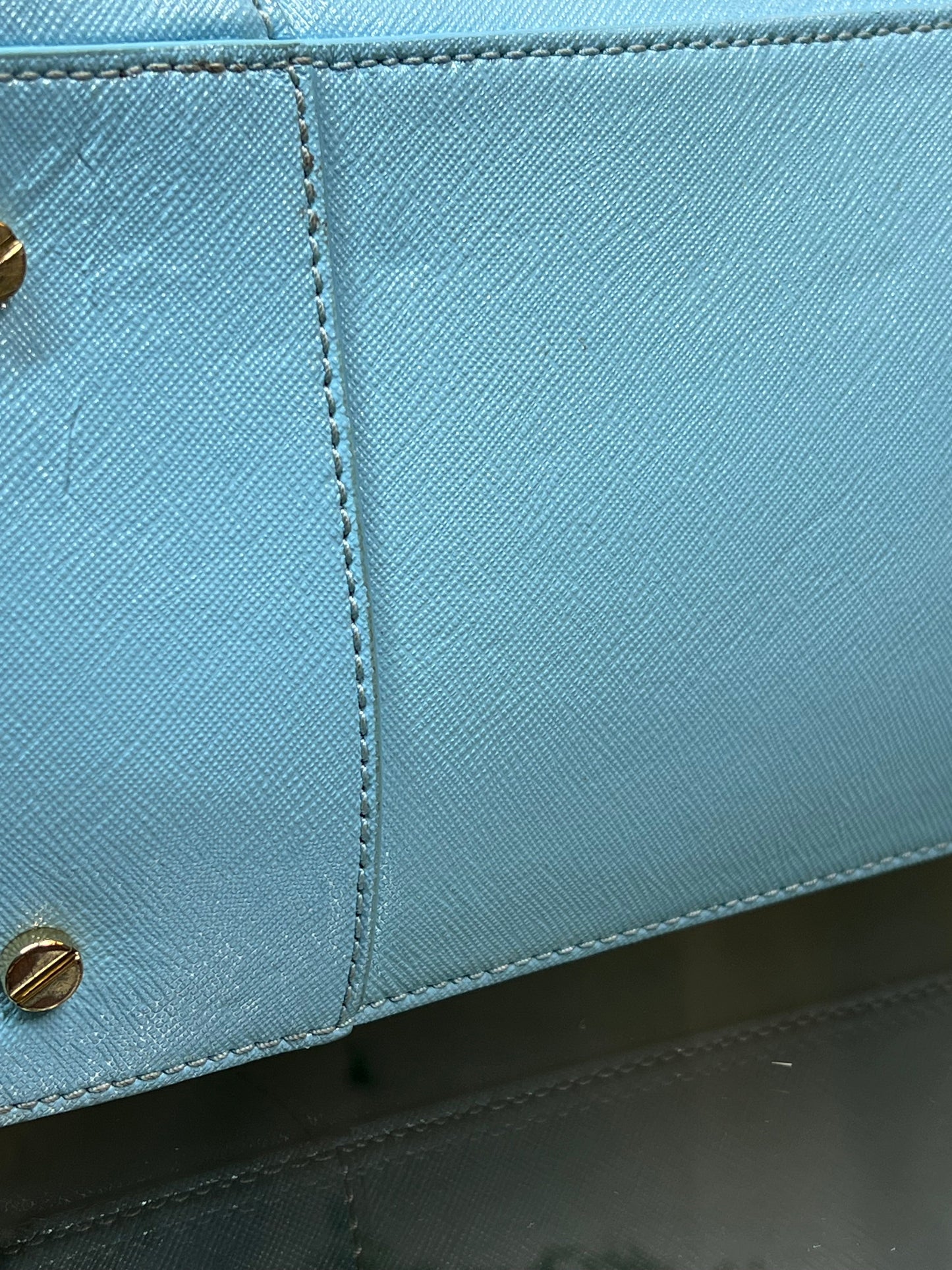 TORY BURCH Light Blue Patent Leather Robison Tote