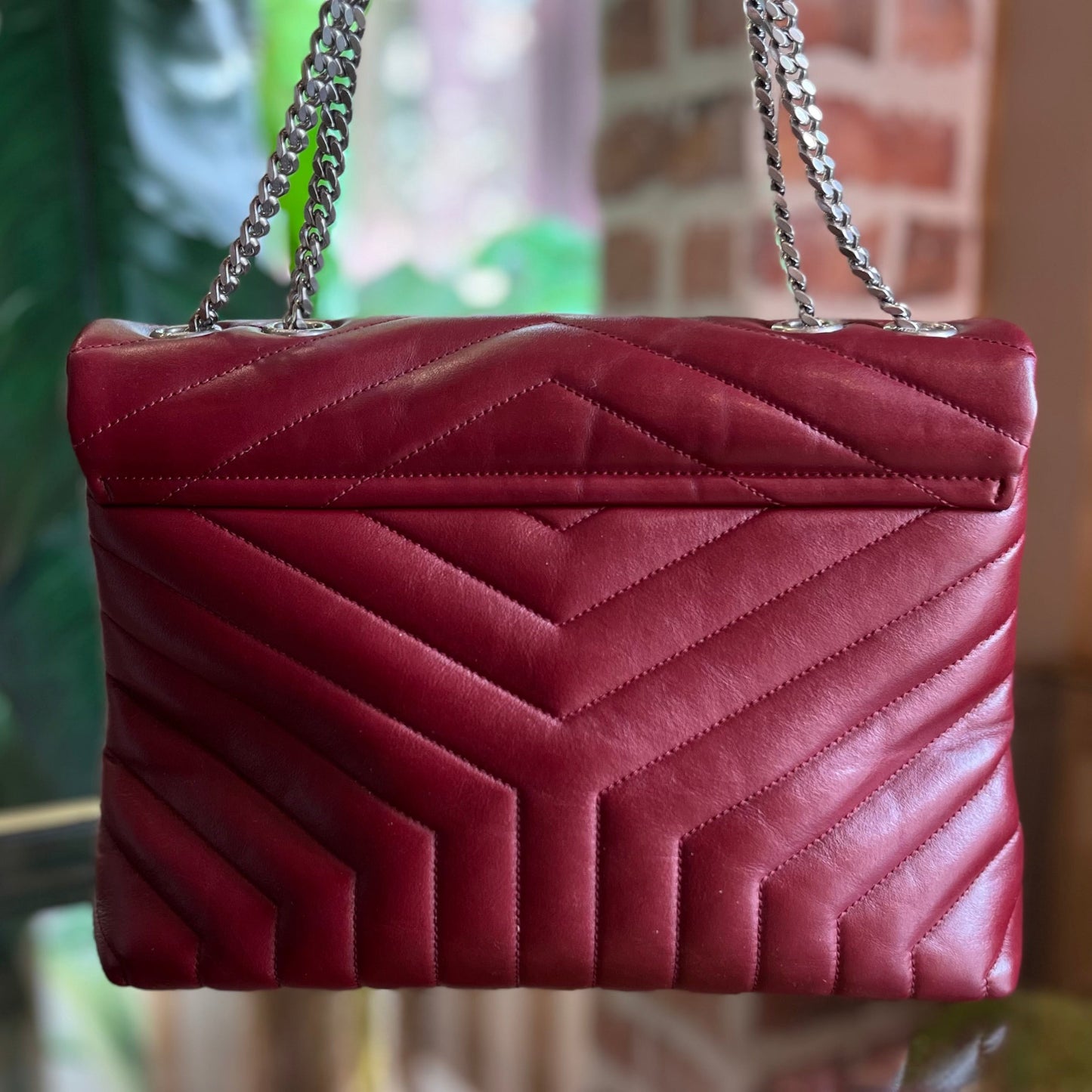 SAINT LAURENT Burgundy Loulou Medium Quilted Leather Shoulder Bag