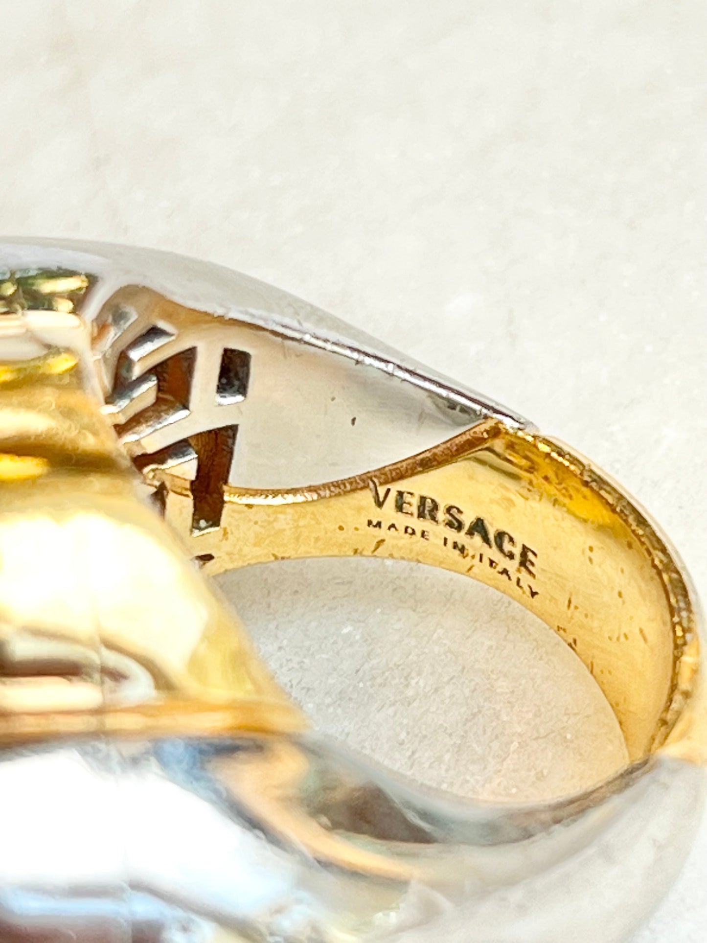 VERSACE  2 Tone Medusa Head Mens Ring SZ 9.5