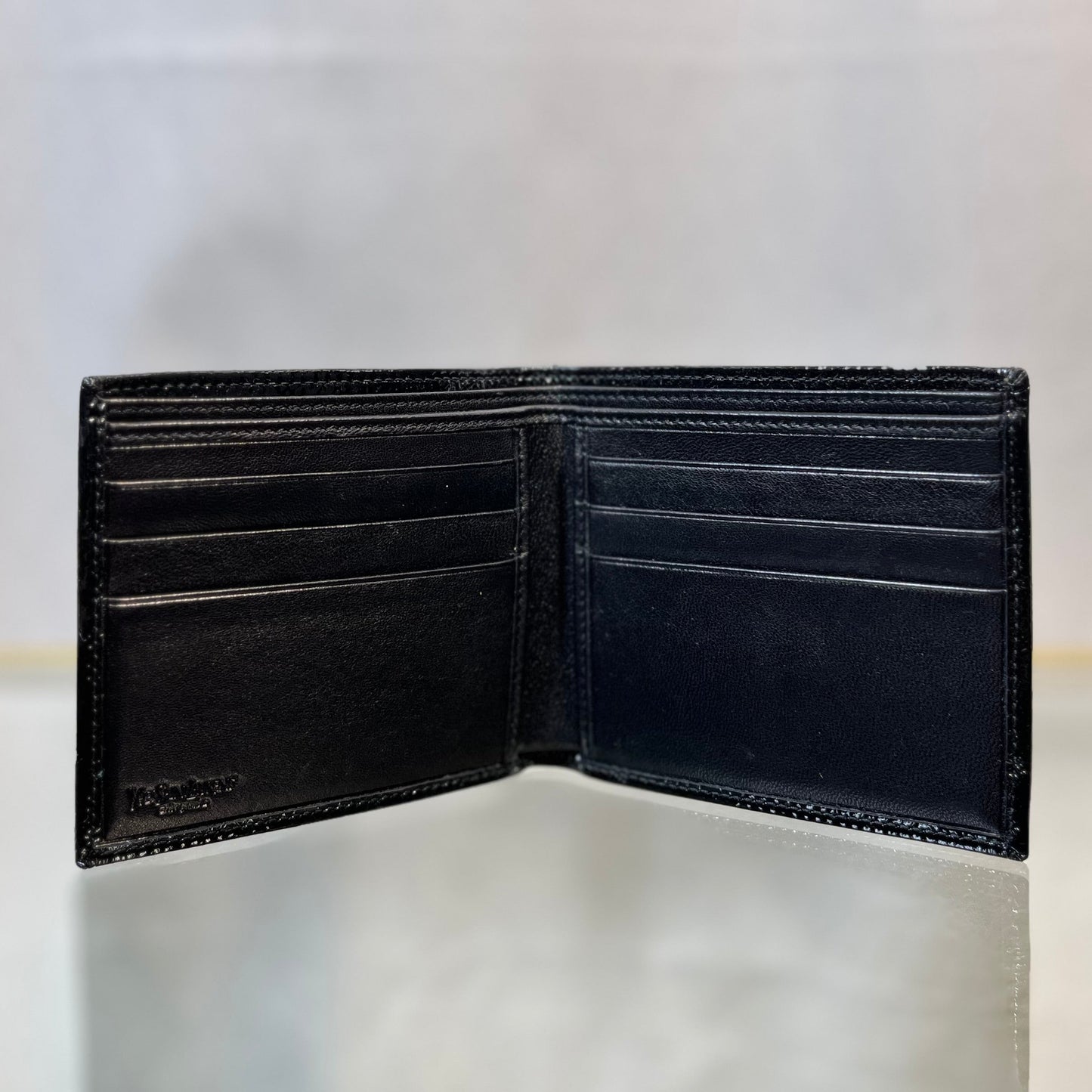 SAINT LAURENT Belle de Jar Black Patent Leather Bifold Wallet