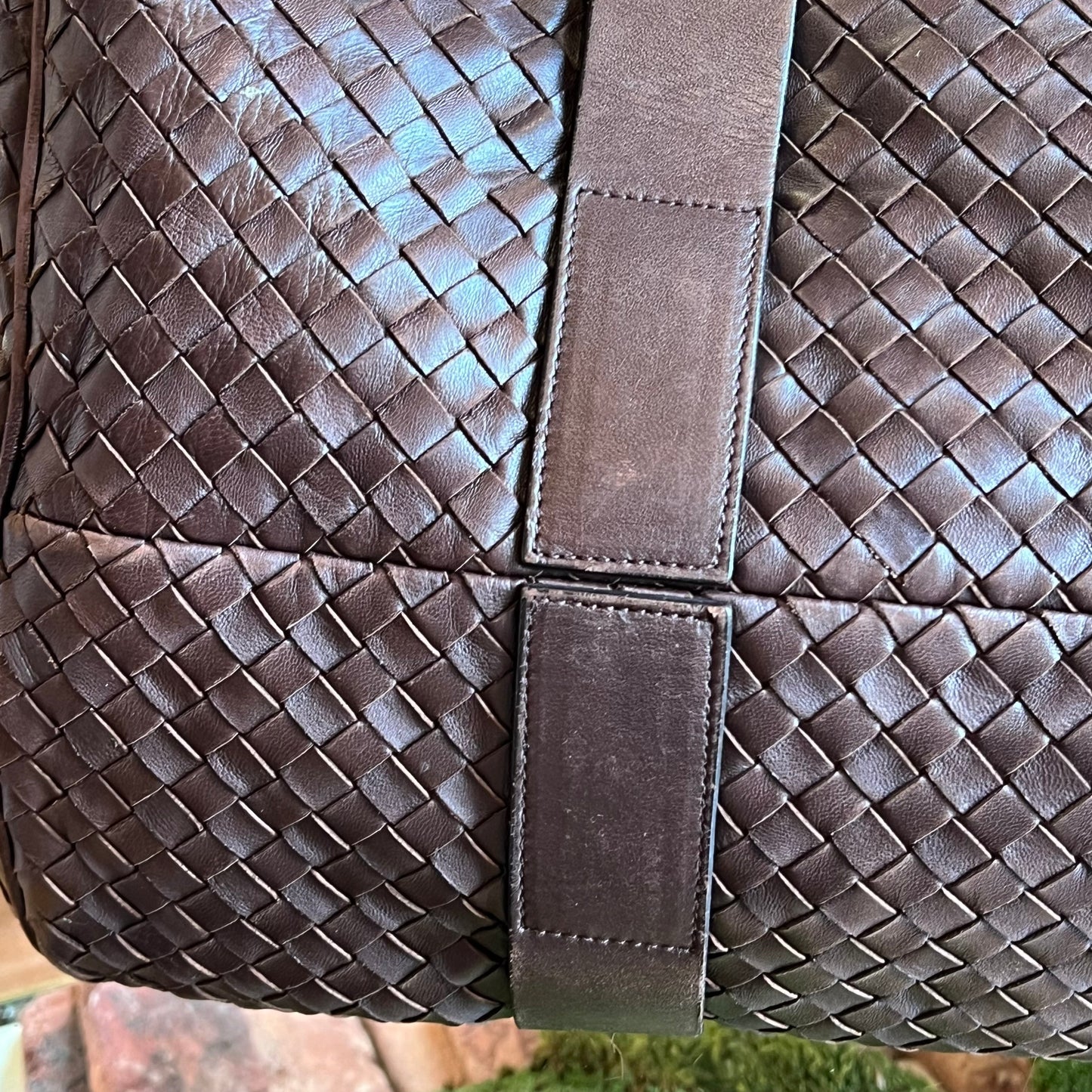 BOTTEGA VENETA Ebano Intrecciato Woven Nappa Leather Satchel Bag