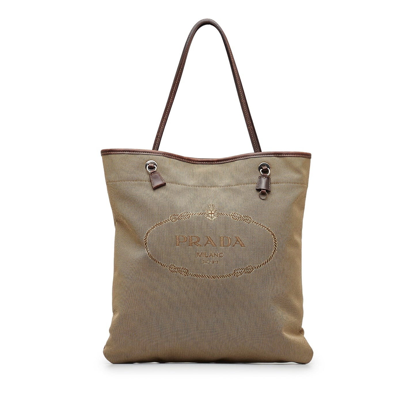 Taupe Prada Canapa Logo Tote