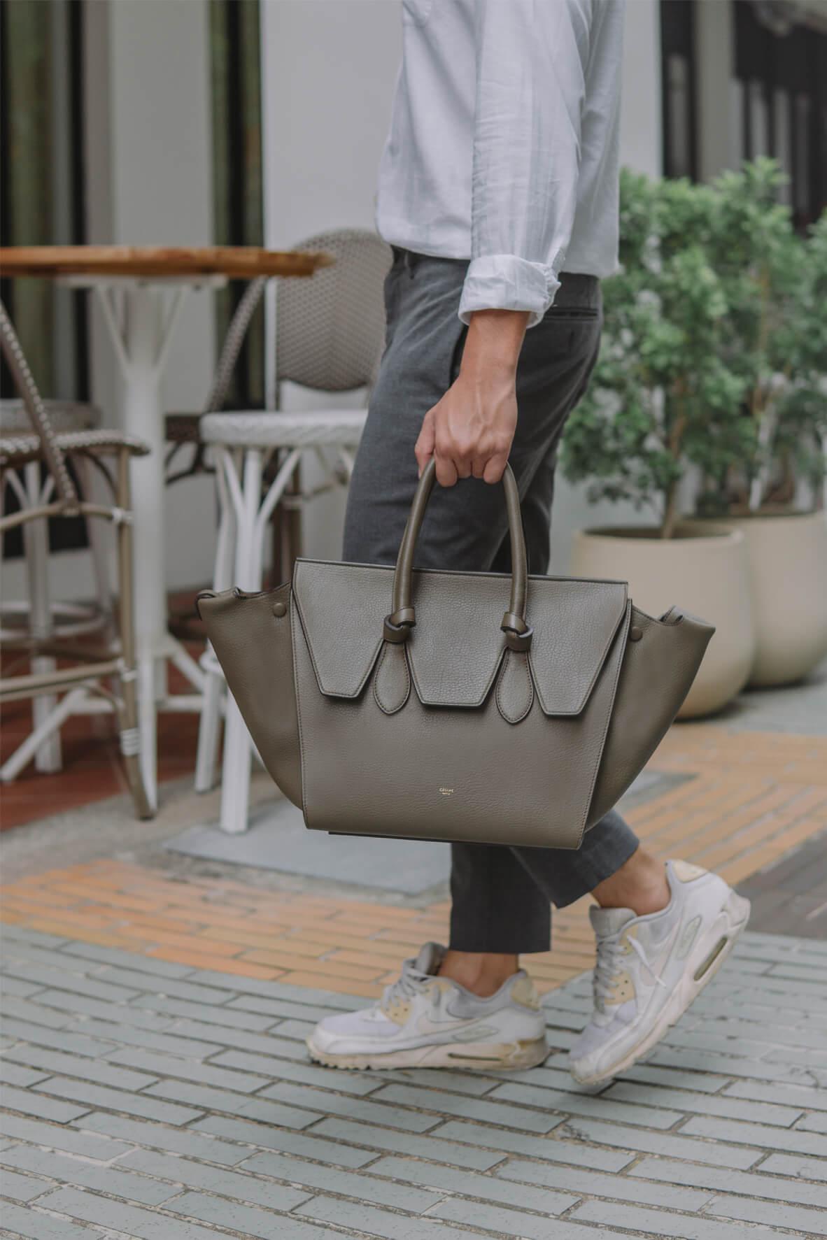 Small Tie Tote Dark Khaki