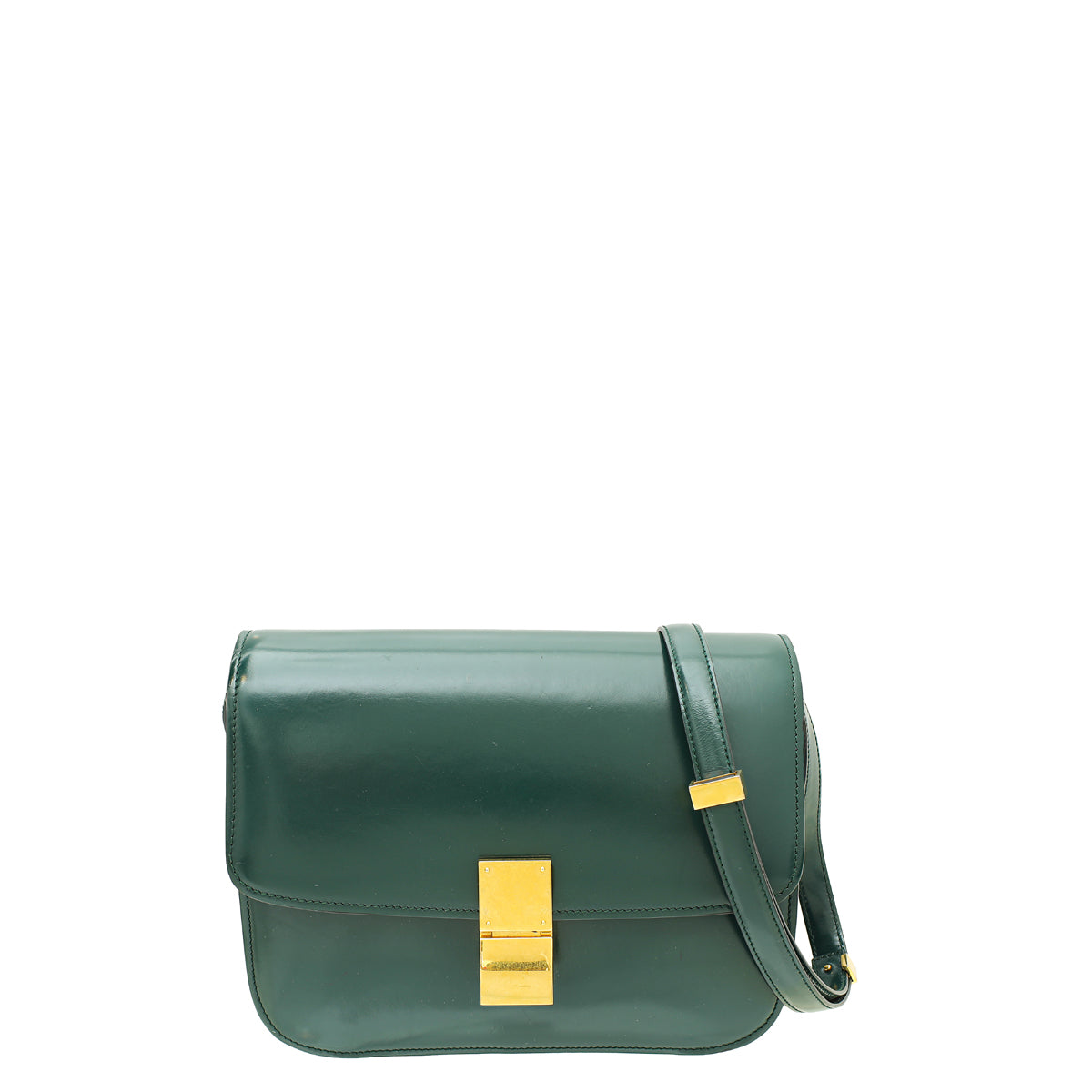 Celine Forest Green Classic Box Medium Bag