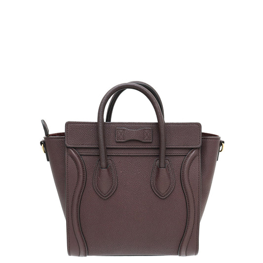 Celine Burgundy Nano Luggage Bag