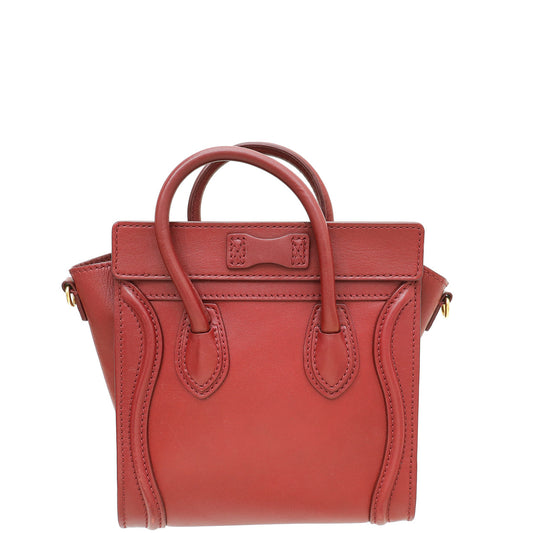 Celine Dark Red Nano Luggage Bag