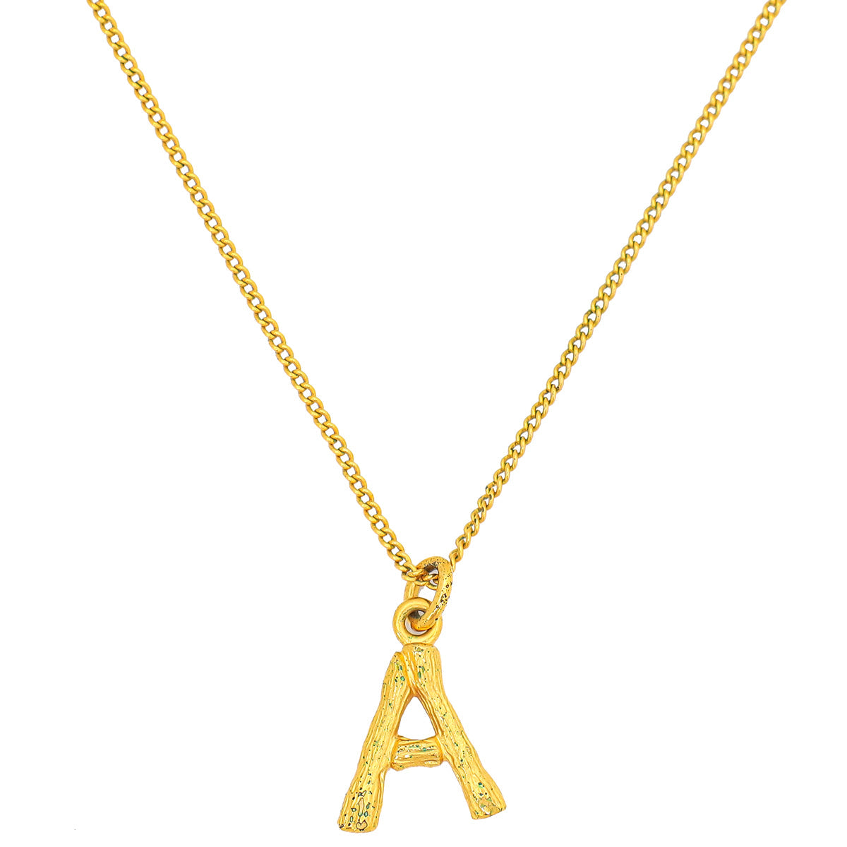 Celine Gold Finish Alphabet "A" Pendant Necklace