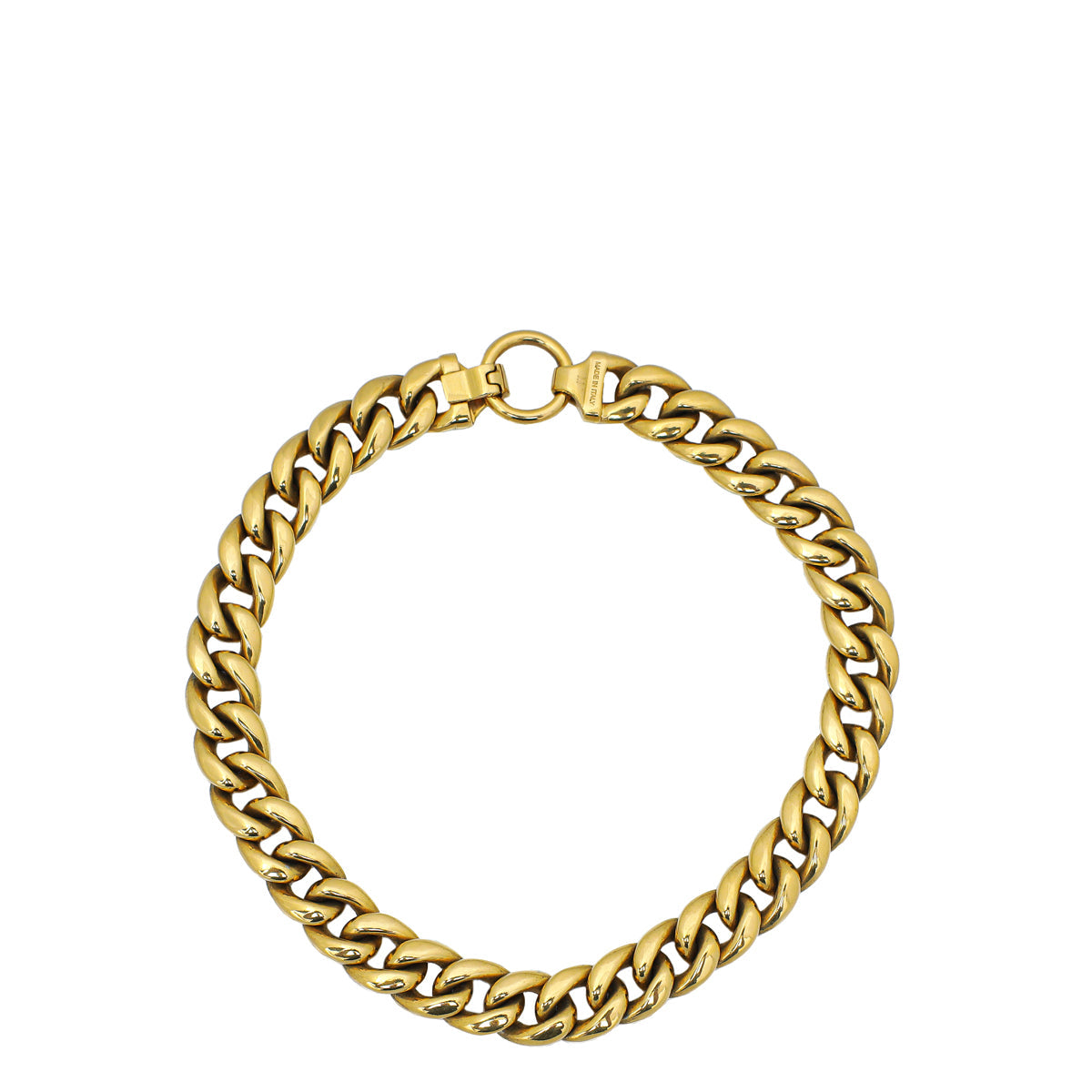 Celine Gold Finish Chunky Curb Chain Choker Medium Necklace