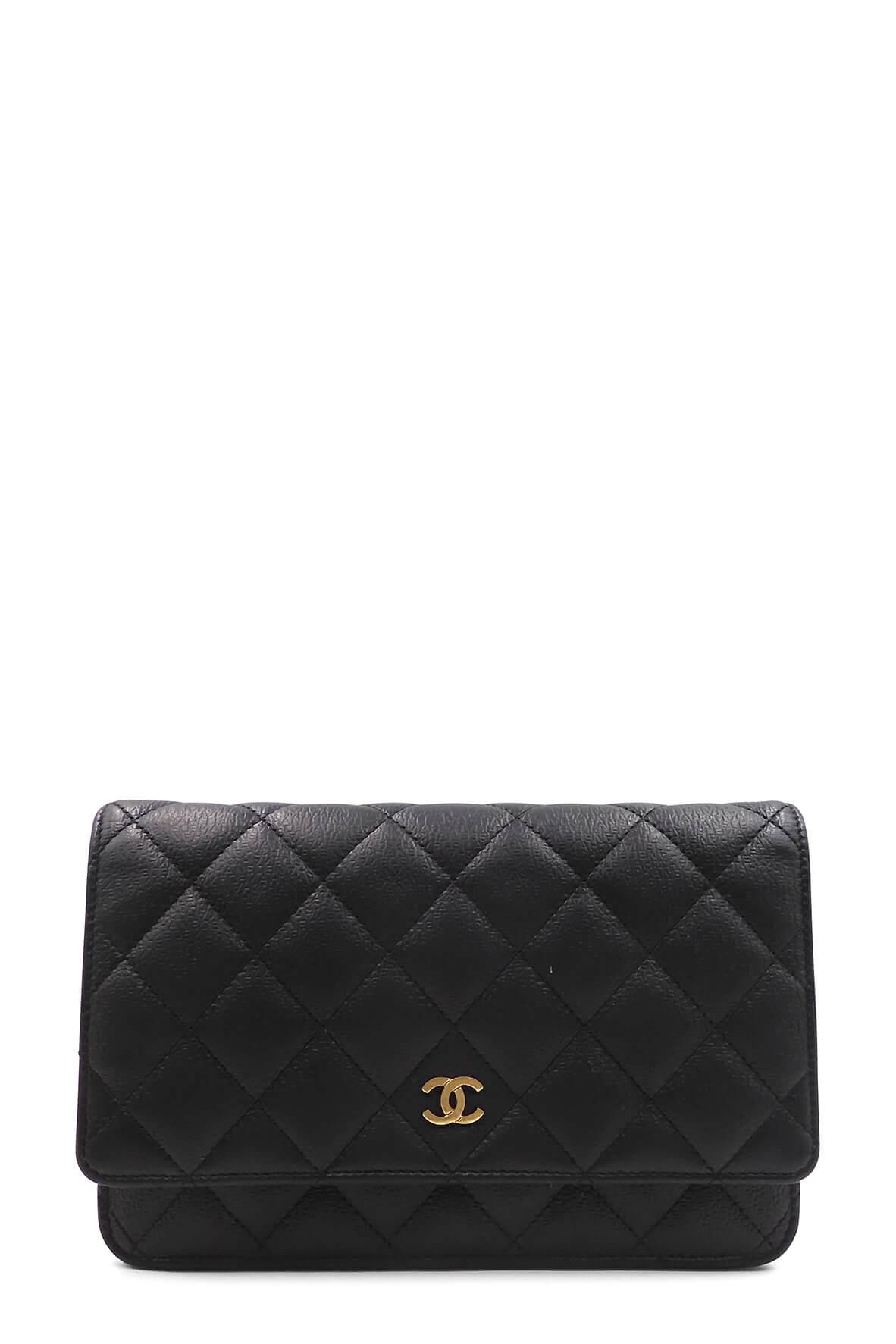 Quilted Classic Wallet on Chain Black